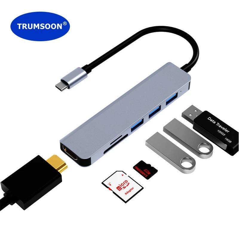 Trumsoon USB C -4K HDMI ȣȯ USB 3.0 2.0, CŸ SD TF ī  , ƺ Ｚ S20  TV е ġ